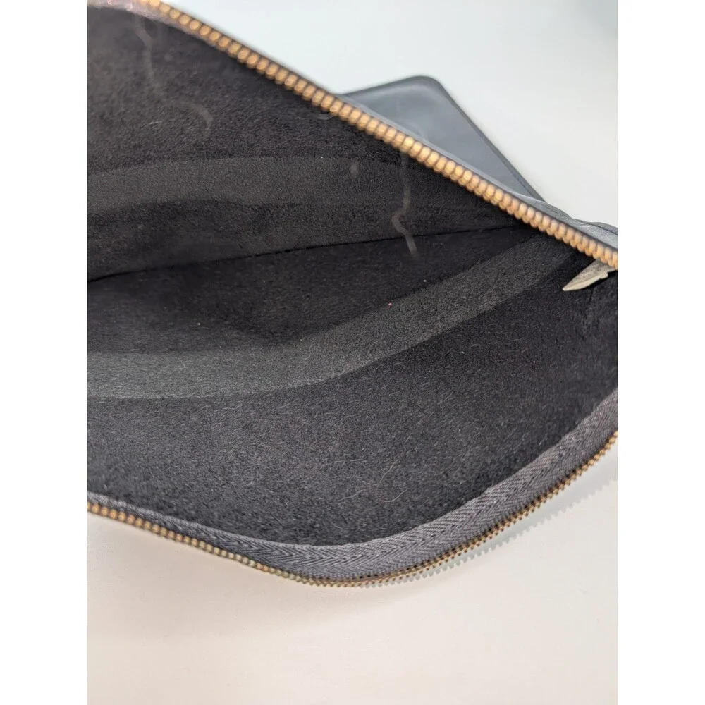 Minor History Black Folding 100% Leather Fold-Over Clutch Pouch
